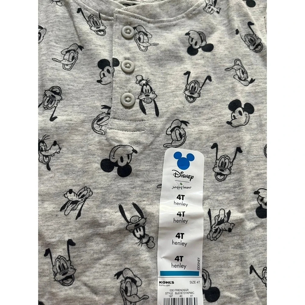 Jumping Beans Disney Shirt NWT Grey Black Mickey‎ Pluto Goofy 4T